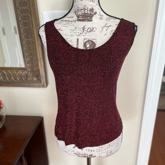 Xscape Shimmering Red Black Cardigan & Tank - Picture 2 of 5